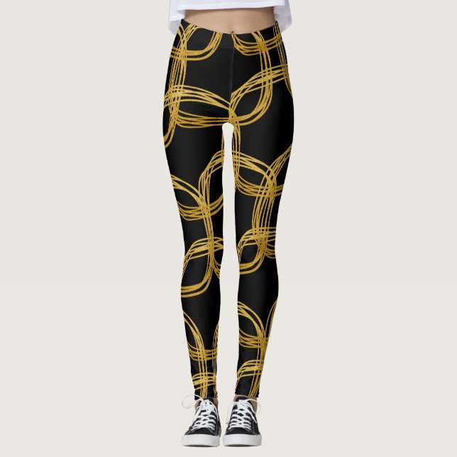 Modern Chic i Skrivcirklar i Guld Välj valfri Färg Leggings (Framsida)