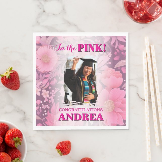 Modern Chic In The Pink! Graduation Party Pappersservett (Insitu)