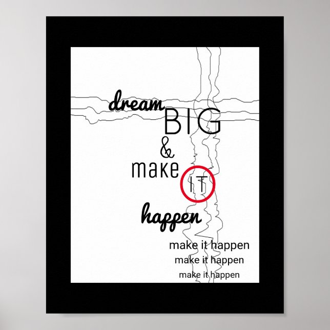 Modern chic-inspirerande citat poster drömmen stor (Framsidan)