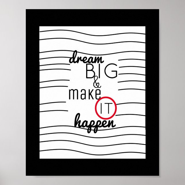 Modern chic-inspirerande citat poster drömmen stor (Framsidan)