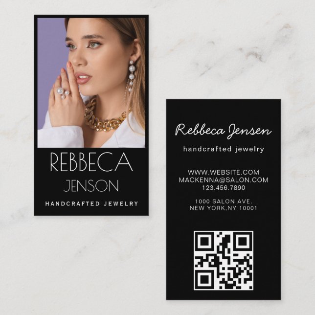 Modern Chic Jewelry Designer Business Card Visitkort (Fram/baksida)