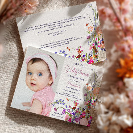 Modern chic-jokertecken foto 1:a födelsedag inbjudningar