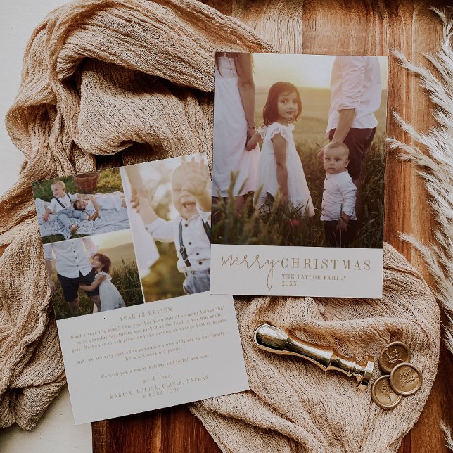 Modern Chic | Julfoto i Guld - år för översyn Julkort (Skapare uppladdad)