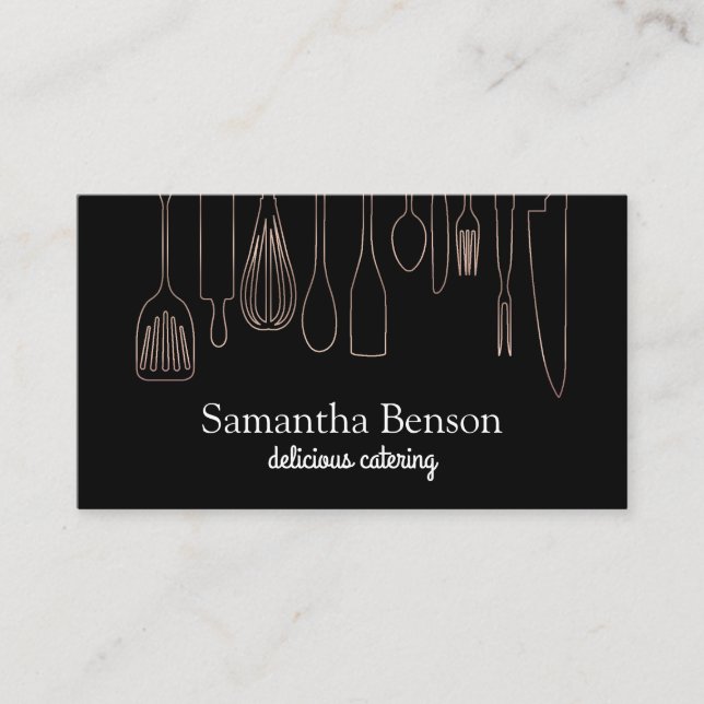 Modern Chic Kitchen Utensils Cooking and Catering Visitkort (Framsida)