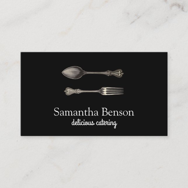 Modern Chic Kitchen Utensils Cooking and Catering Visitkort (Framsida)