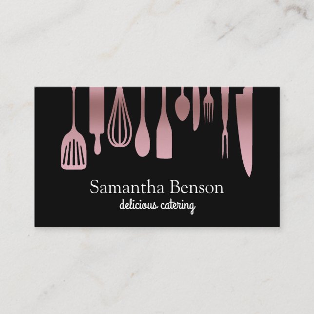 Modern Chic Kitchen Utensils Cooking and Catering Visitkort (Framsida)