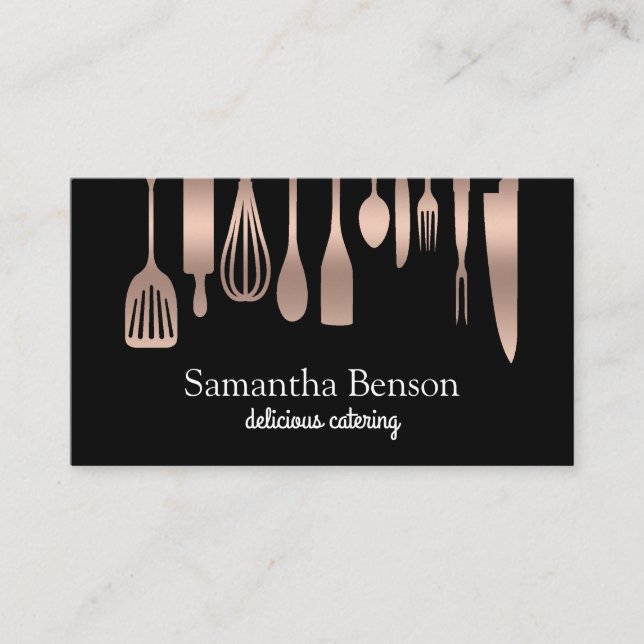 Modern Chic Kitchen Utensils Cooking and Catering Visitkort (Framsida)
