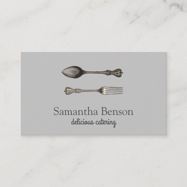 Modern Chic Kitchen Utensils Cooking and Catering Visitkort (Framsida)