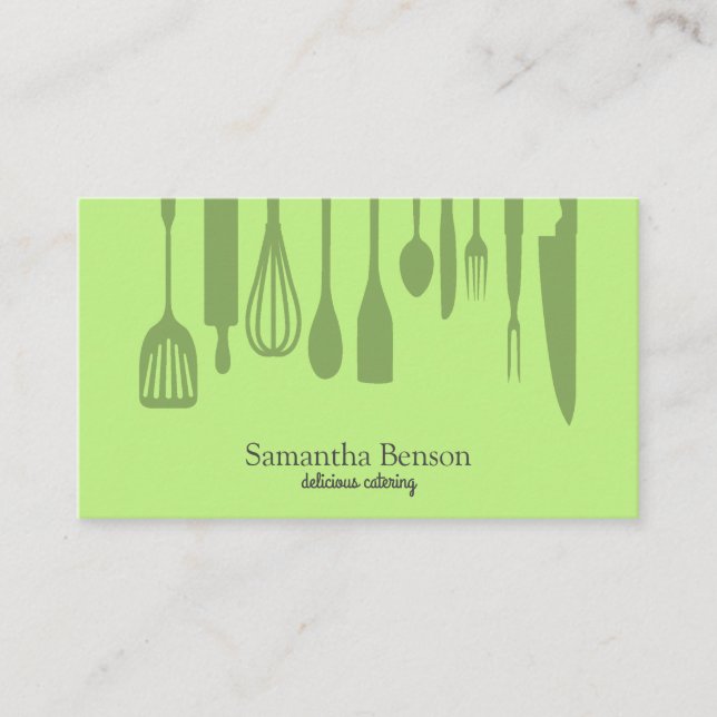 Modern Chic Kitchen Utensils Cooking and Catering Visitkort (Framsida)