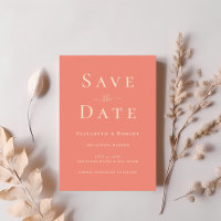 Modern Chic Korallrosa Typografi Spara Datumet