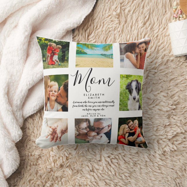 Modern chic kuddcover med fotokollage och citat ti kudde (Filt)