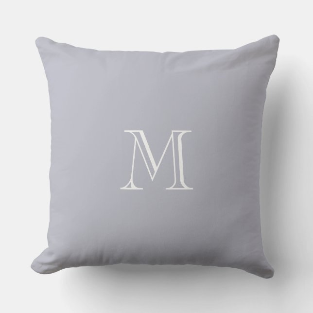 Modern chic lantlig blåttgråttMonogram Kudde (Framsida)
