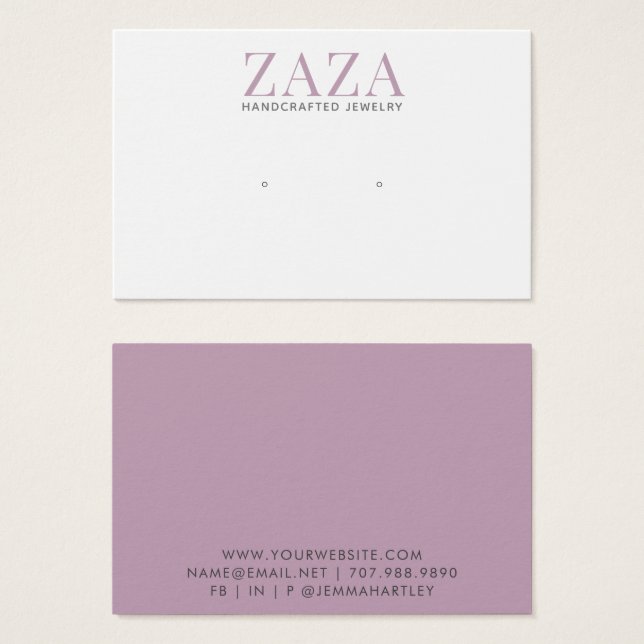 Modern Chic Lavender Earring Jewelry Visning Cards Visitkort (Framsida & baksida)