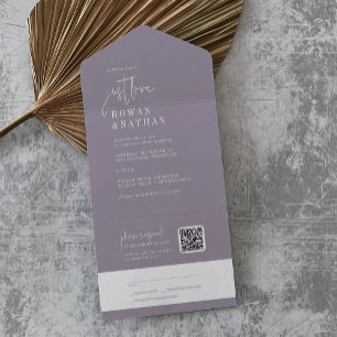 Modern Chic Lavender Just Kärlek QR-koden Bröllop