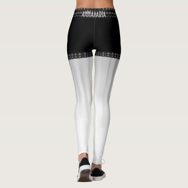 Modern Chic LavishlyOn Monogram Denim/Snöre Kort Leggings (Baksida)