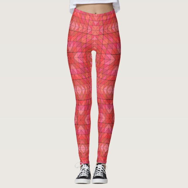 Modern Chic Leggings med feta röda trianglar (Framsida)