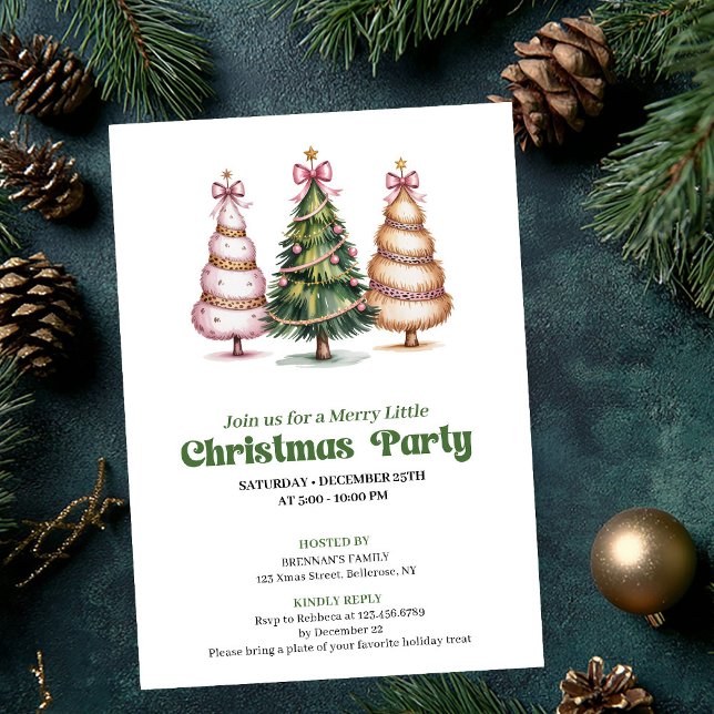 Modern chic leopard julgran festinladning inbjudningar (Modern chic leopard Christmas tree party invite)