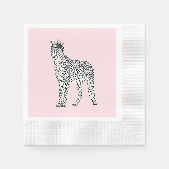 Modern Chic Leopard Queen Monogram Napkins Pappersservett (Framsidan)
