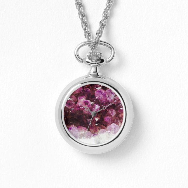 Modern chic lila av trendig ametyst mineral mönste armbandsur (Framsida)