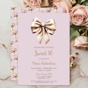 Modern Chic Lila Coquette Bow Sweet 16 Inbjudningar