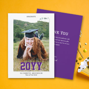 Modern Chic Lila Student 2024 Studenten Foto Tack Kort