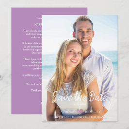 Modern Chic Lilac Heart Photo Couple Bröllop