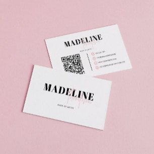 Modern Chic Ljus rosa kvinnlig QR-kod Visitkort