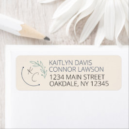Modern Chic Löv Monogram Bröllop Returadress Returadress Etikett