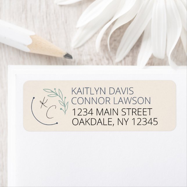 Modern Chic Löv Monogram Bröllop Returadress Returadress Etikett (Insitu)