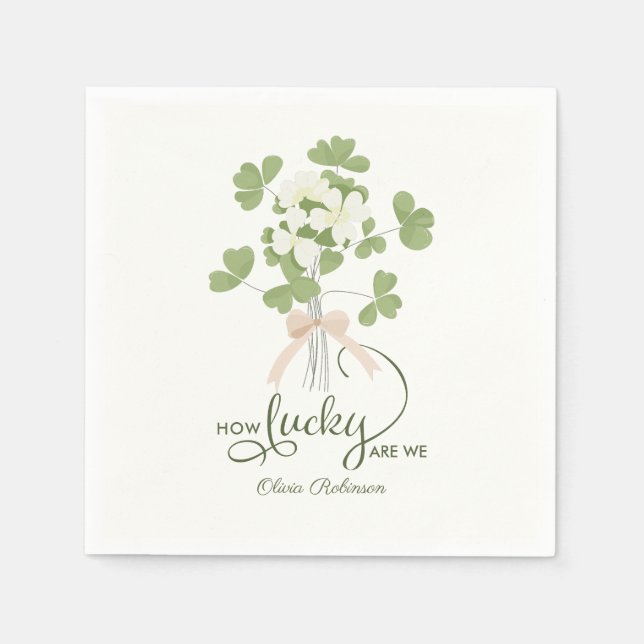 Modern Chic Lucky Shamrock med Bow babydusch Pappersservett (Framsidan)