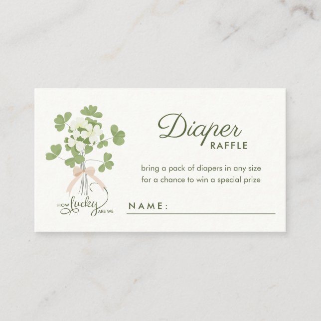 Modern Chic Lucky Shamrock med rosett baby shower Tilläggskort (Framsida)