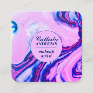 Modern Chic Magenta Lila Blue Glitter Marble Fyrkantigt Visitkort