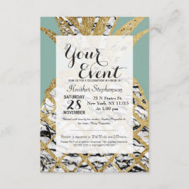 Modern Chic Marble Guld Pineapple Frukt Inbjudningar