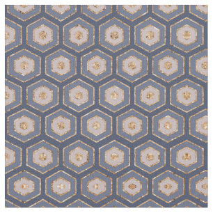 Modern Chic, marin blått Guld-hexagons geometri Tyg