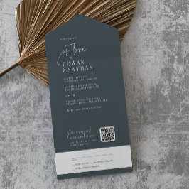 Modern Chic - marinblå just Kärlek QR-koden Bröllo