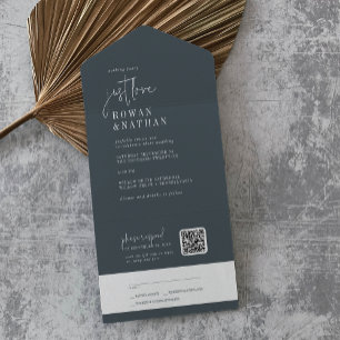 Modern Chic - marinblå just Kärlek QR-koden Bröllo