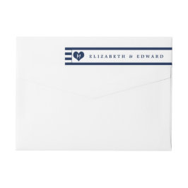 Modern Chic, marinblått och vitt Bröllop Etikettband