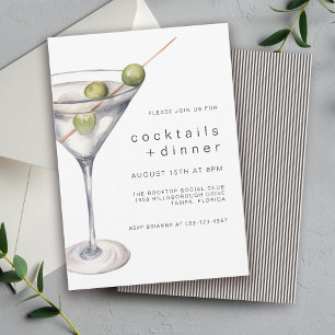 Modern Chic Martini Cocktails och Middag Party Inbjudningar
