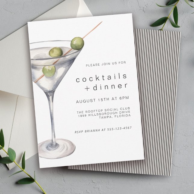 Modern Chic Martini Cocktails och Middag Party Inbjudningar (Available in both printed and digital download formats.)