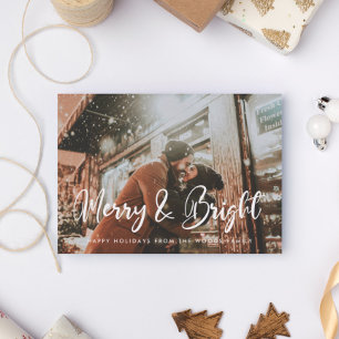 Modern Chic Merry och Bright jul Photo Julkort