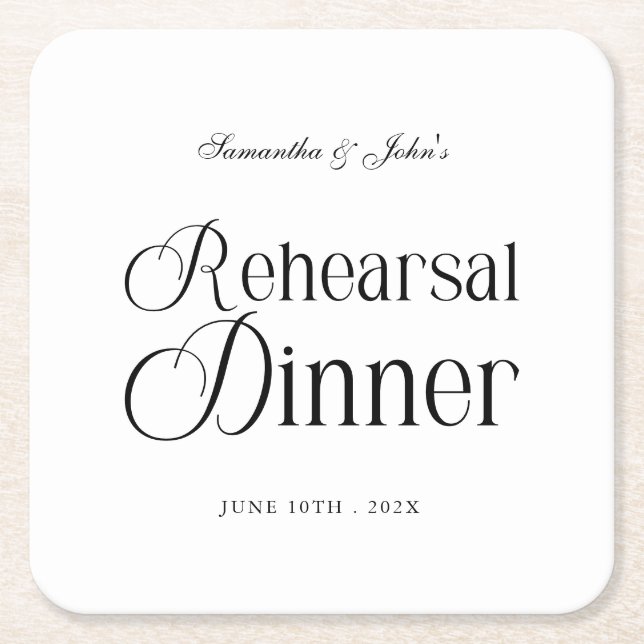Modern Chic Middagsbjudning Inför Bröllopet Underlägg Papper Kvadrat (Framsidan)