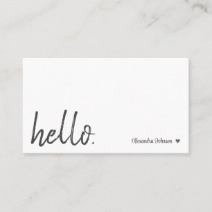 Modern Chic Minimal Hej Heart Clean Enkel enkel Visitkort