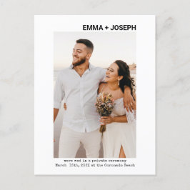 Modern chic minimal Ny gifta Photo Bröllop Sav Meddelande Vykort