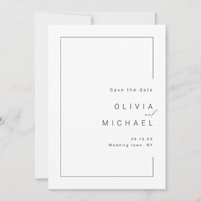 Modern chic, minimalistisk bild bröllop spara datu spara datumet (Framsida)