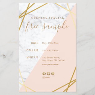 Modern Chic Minimalistisk Geometrisk Marmor Guld 5 Flygblad