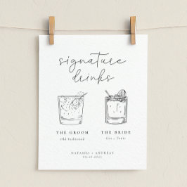 Modern chic minimalistisk signaturdrycker Inlägg Poster