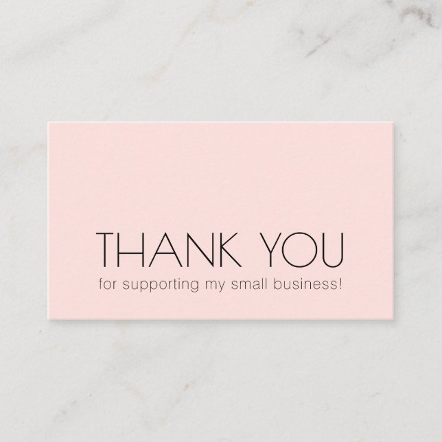 Modern Chic Minimalistisk Typografi Tack Rosa Visitkort (Framsida)