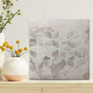 modern chic minimalistisk vit marmorgul geometri kakelplatta