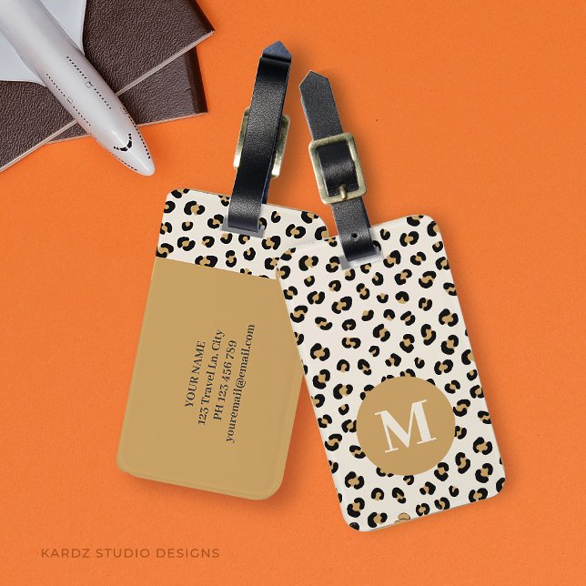 Modern Chic Monogram Resväskemärke Bagagebricka (Personalize this monogrammed luggage tags with initial, name and information. Easily add to template)