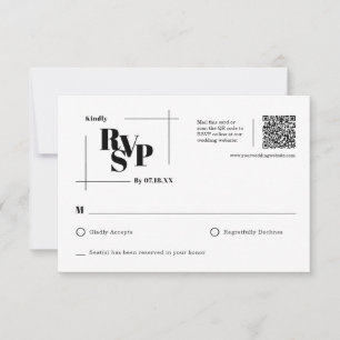 Modern Chic Monogram-vykort med minimal Bröllop OS OSA Kort